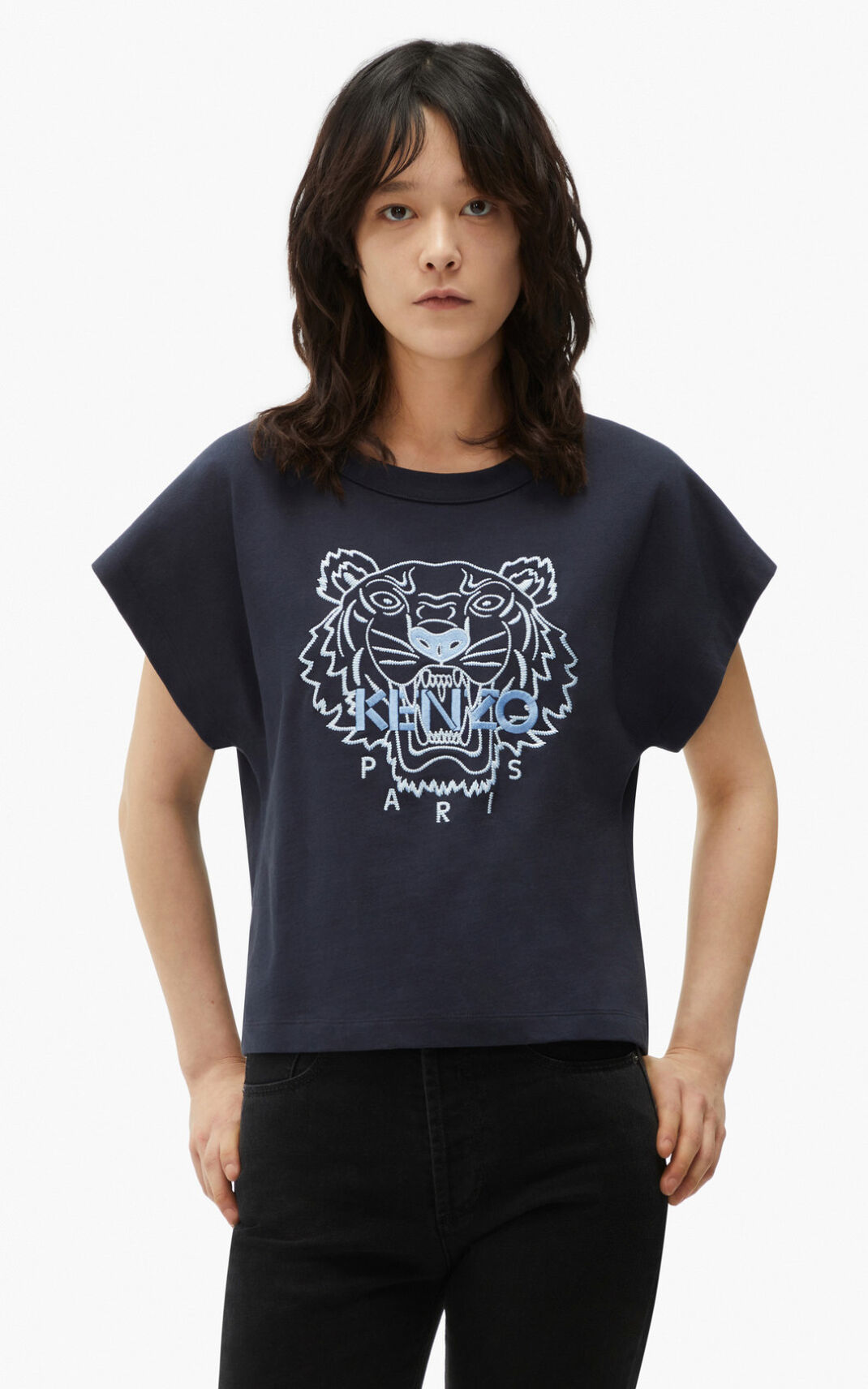 Camisetas Kenzo Tiger boxy Mujer Azules Negras - SKU.0776128